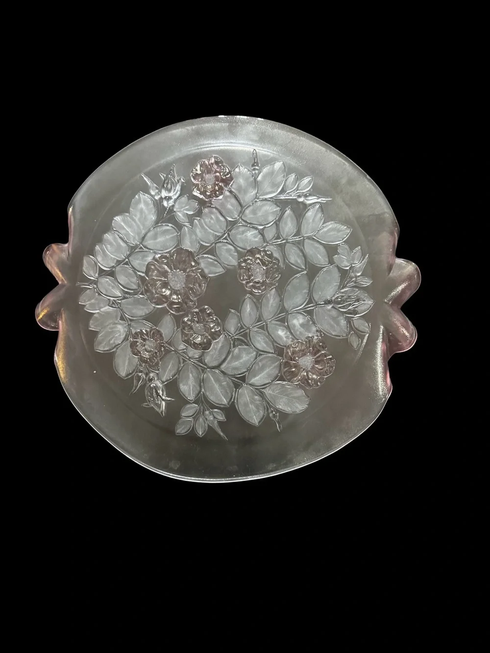 Set of 2 Mikasa Rosella Floral Glass Serving Plattters